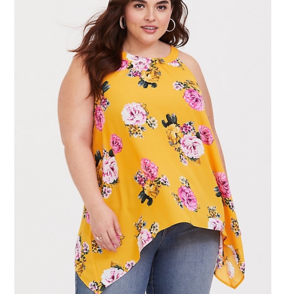 Brand new, without tags, mustard floral tank